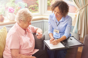 emergency fall button for senior woman